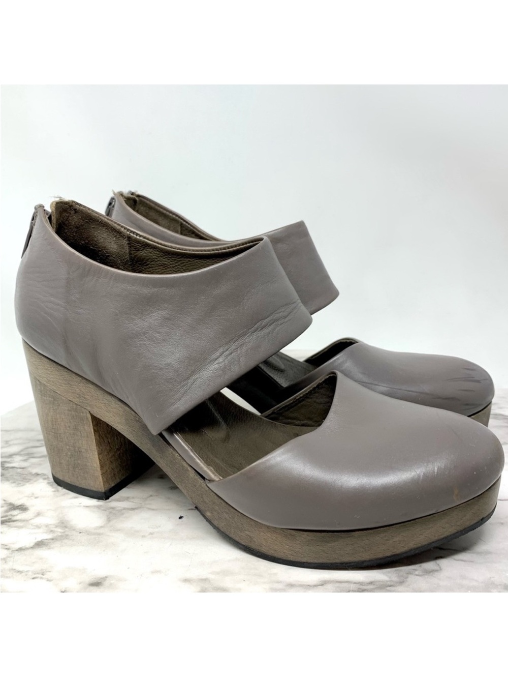 Anthropologie Coclico Sombre Mary Jane Wood Clogs 36 Artsy Quirky Retro Earthy